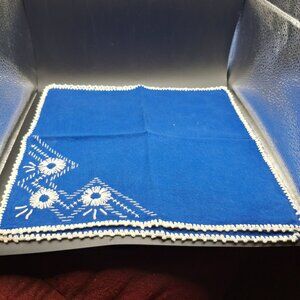 Sindhi Embroidery Blue Handcrafted C38rocheted edge Cotton Table Napkin Set of S
